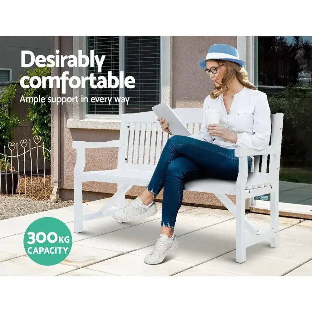Bench angle highlighting natural fir wood material and rustic outdoor furniture style