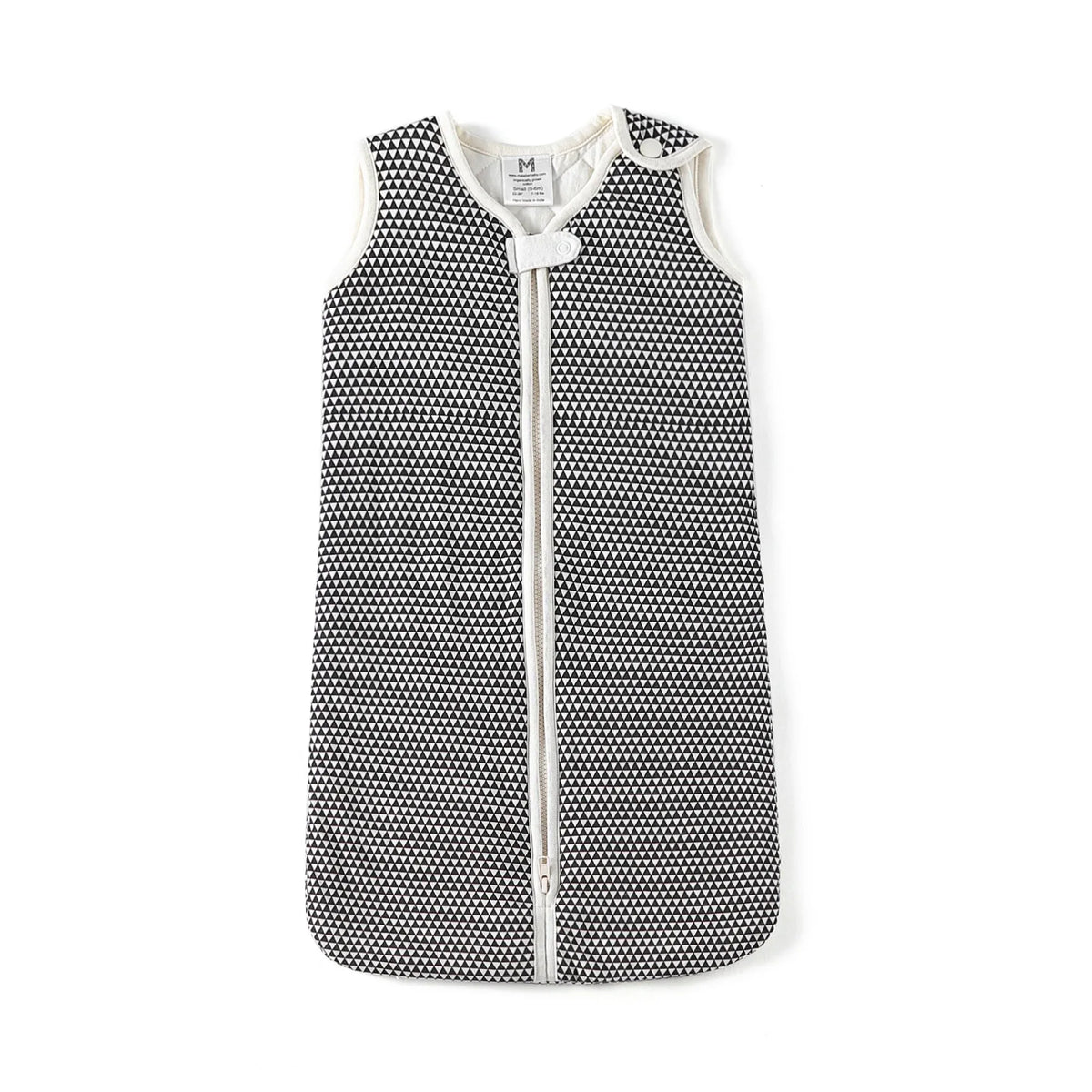 Front view of the Greenwich wearable baby sleep bag in light fabric, ideal for newborns.