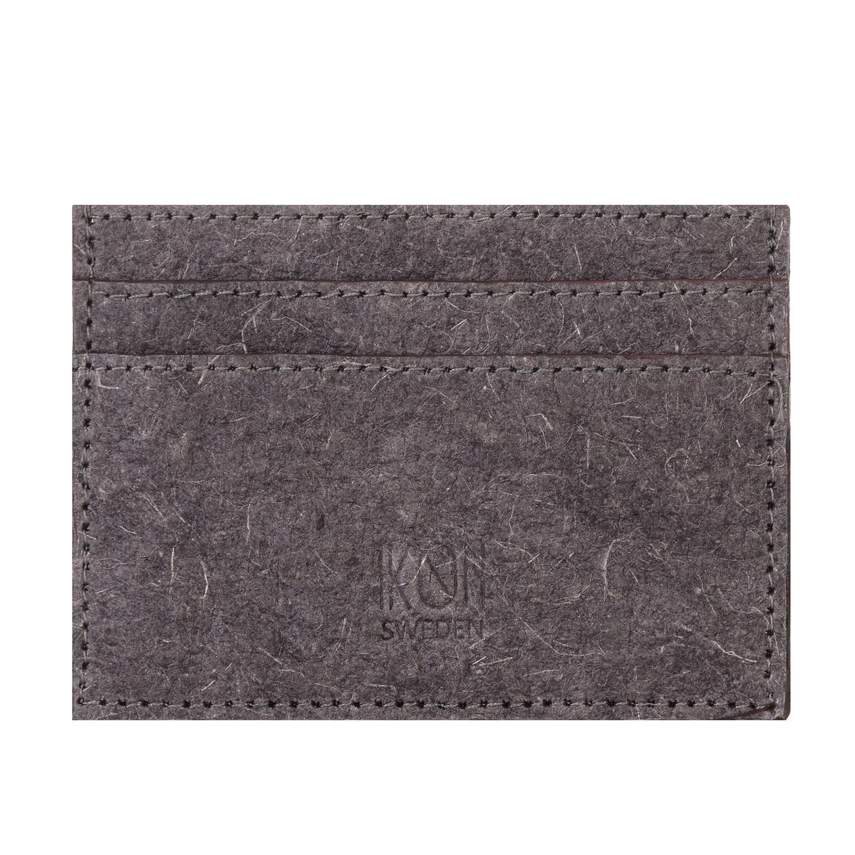 Dark grey coconut leather card holder displayed closed on a white background.