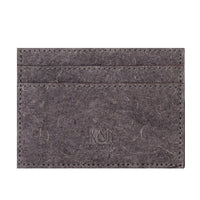 Dark grey coconut leather card holder displayed closed on a white background.