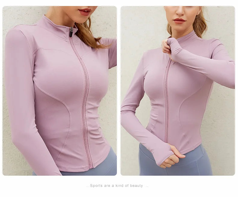 Peeli Long Sleeve Sports Jacket Women Zip Fitness Yoga