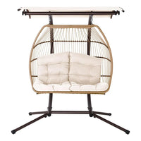 Padded cushioned seat inside the hanging egg chair showing plush fabric and ergonomic design.