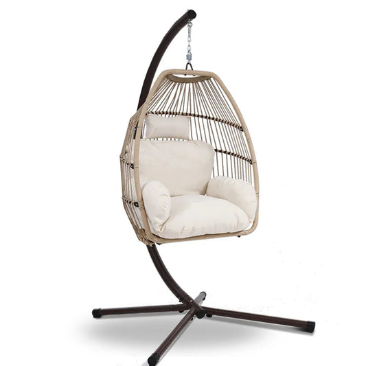 Gardeon Outdoor Furniture Egg Hanging Swing Chair Stand Wicker Rattan
