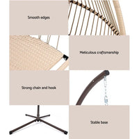 Detailed shot of the sturdy powder-coated steel frame supporting the hanging chair.