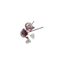 Handmade Sculpted 6mm Silver Spiral Crystal Stud Earrings