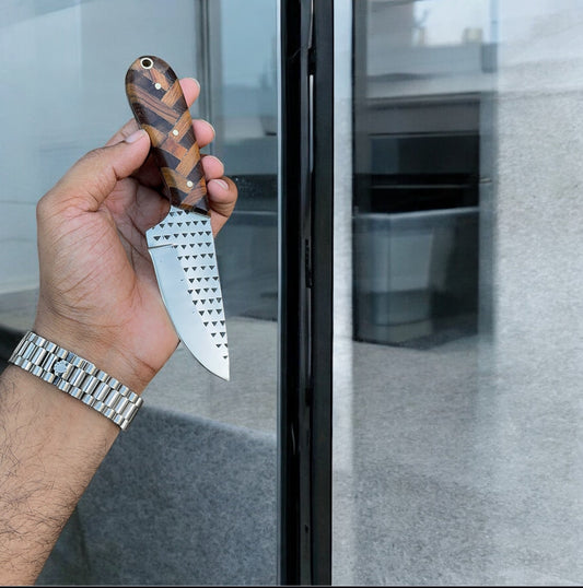 Handmade Cowboy Belt Knife with Western Leather Sheath – 8" Rasp Steel Blade