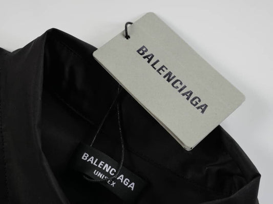 Balenciaga Unisex Distressed Logo Graphic T-Shirt in Black – Luxury Designer Streetwear Tee Made in Portugal, Premium Cotton, Red & White Wave Print, Authentic High-End Fashion Top