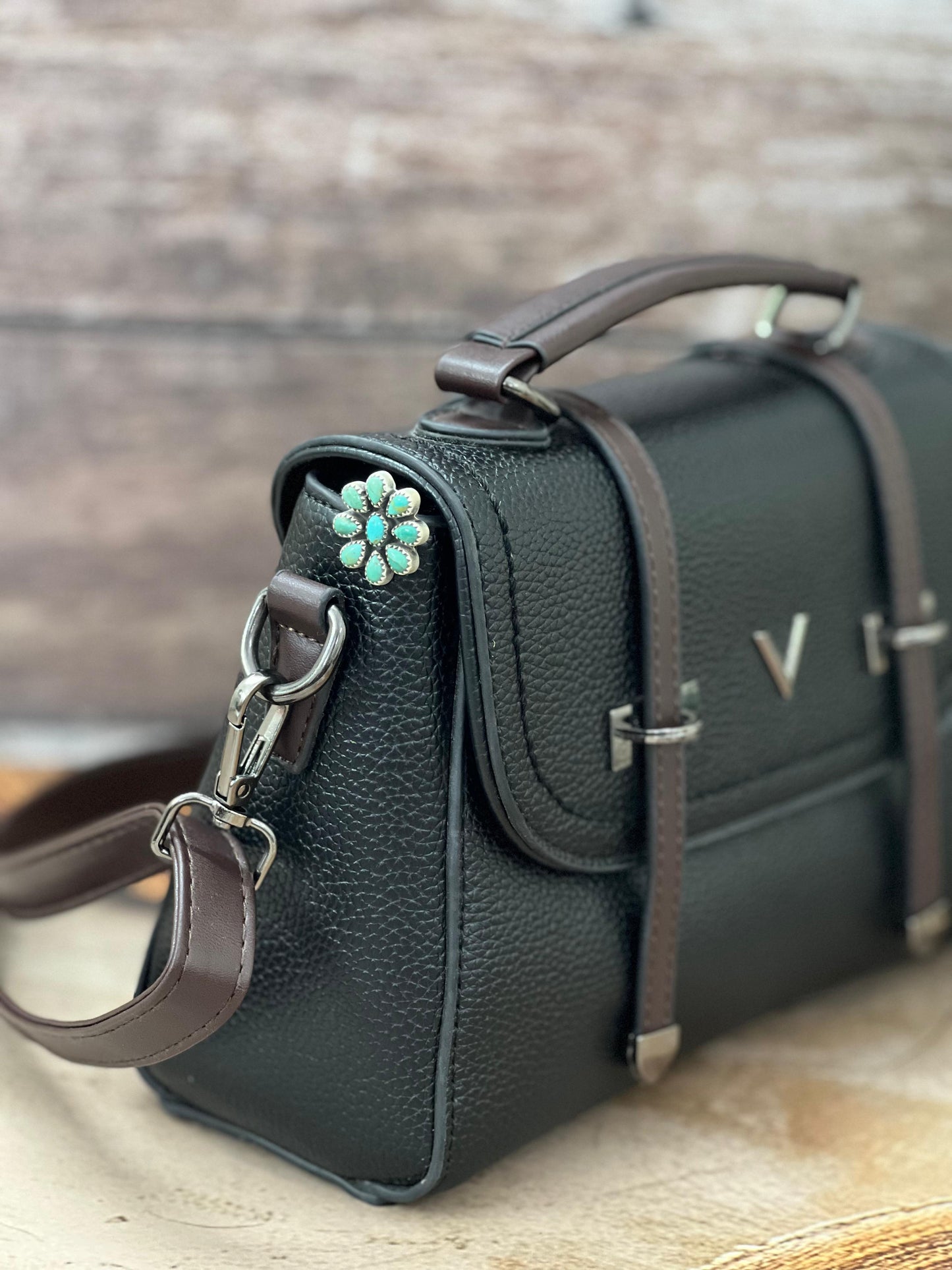 Handmade Sterling Silver Kingman Turquoise Purse Key Clip with Signed Nizhoni