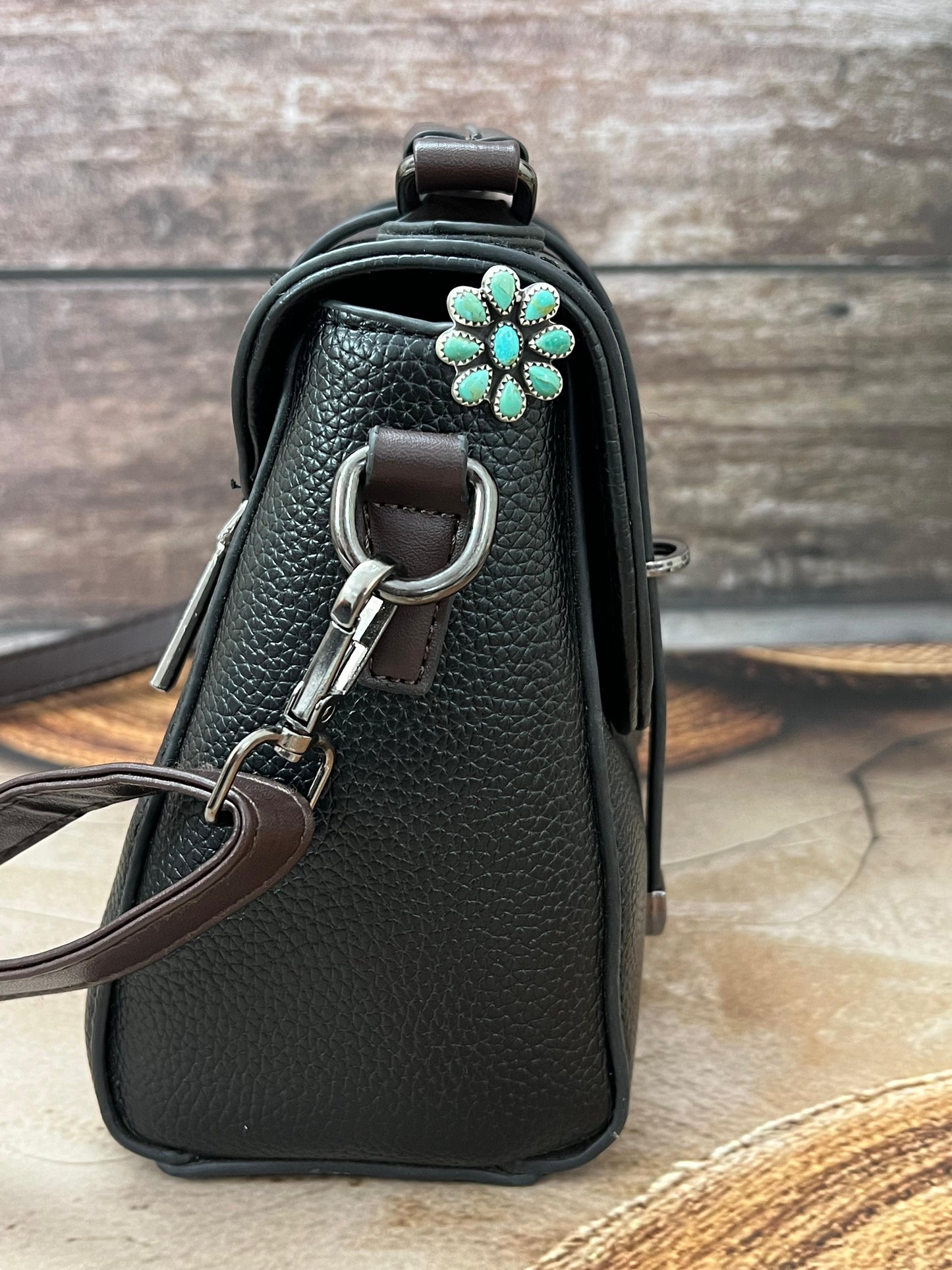 Handmade Sterling Silver Kingman Turquoise Purse Key Clip with Signed Nizhoni