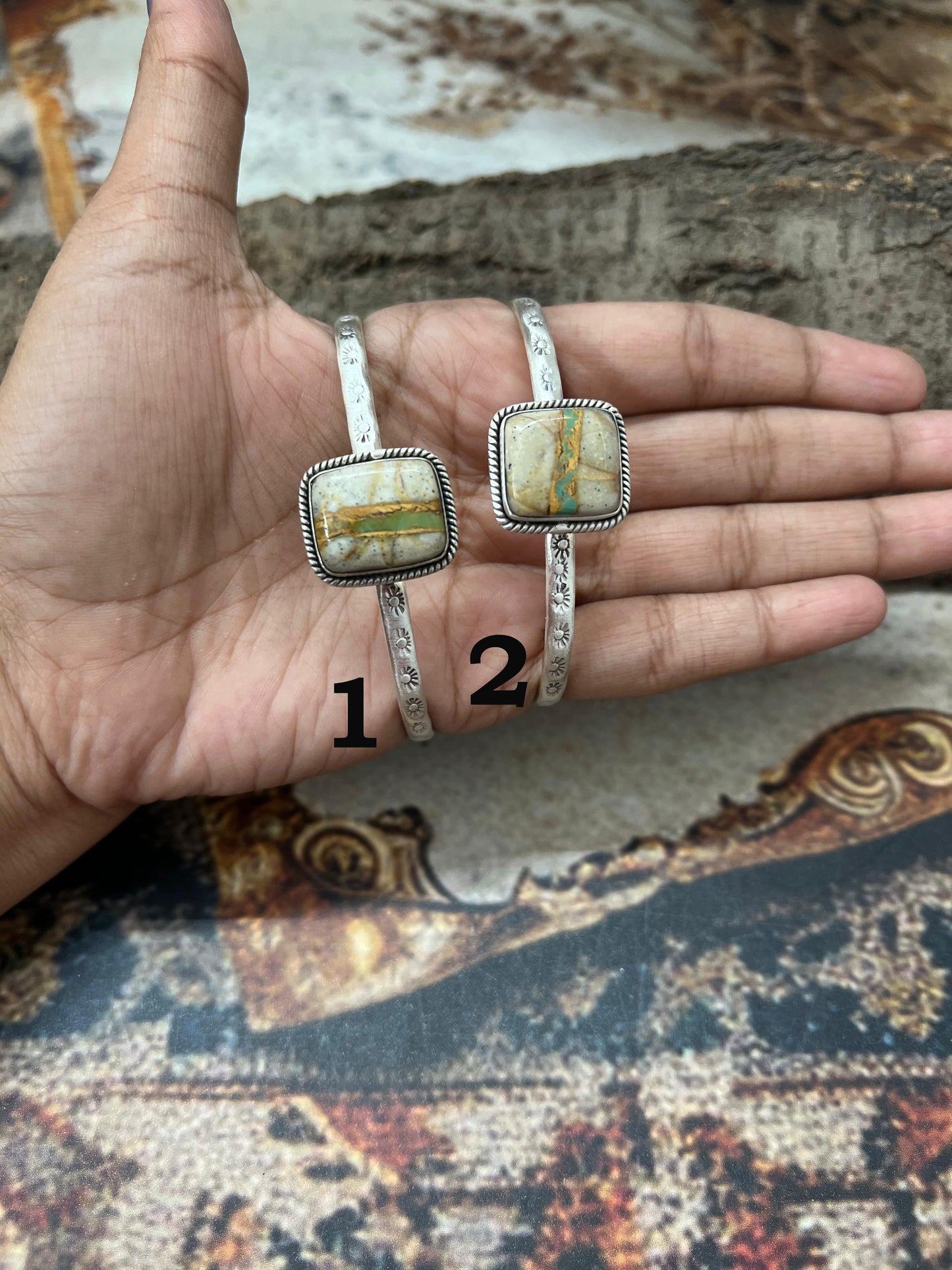 Handmade Sterling Silver Royston Ribbon Turquoise Bracelet with Signed Nizhoni