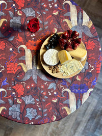 Round Tablecloth, linen-cotton mix, printed | Red drama