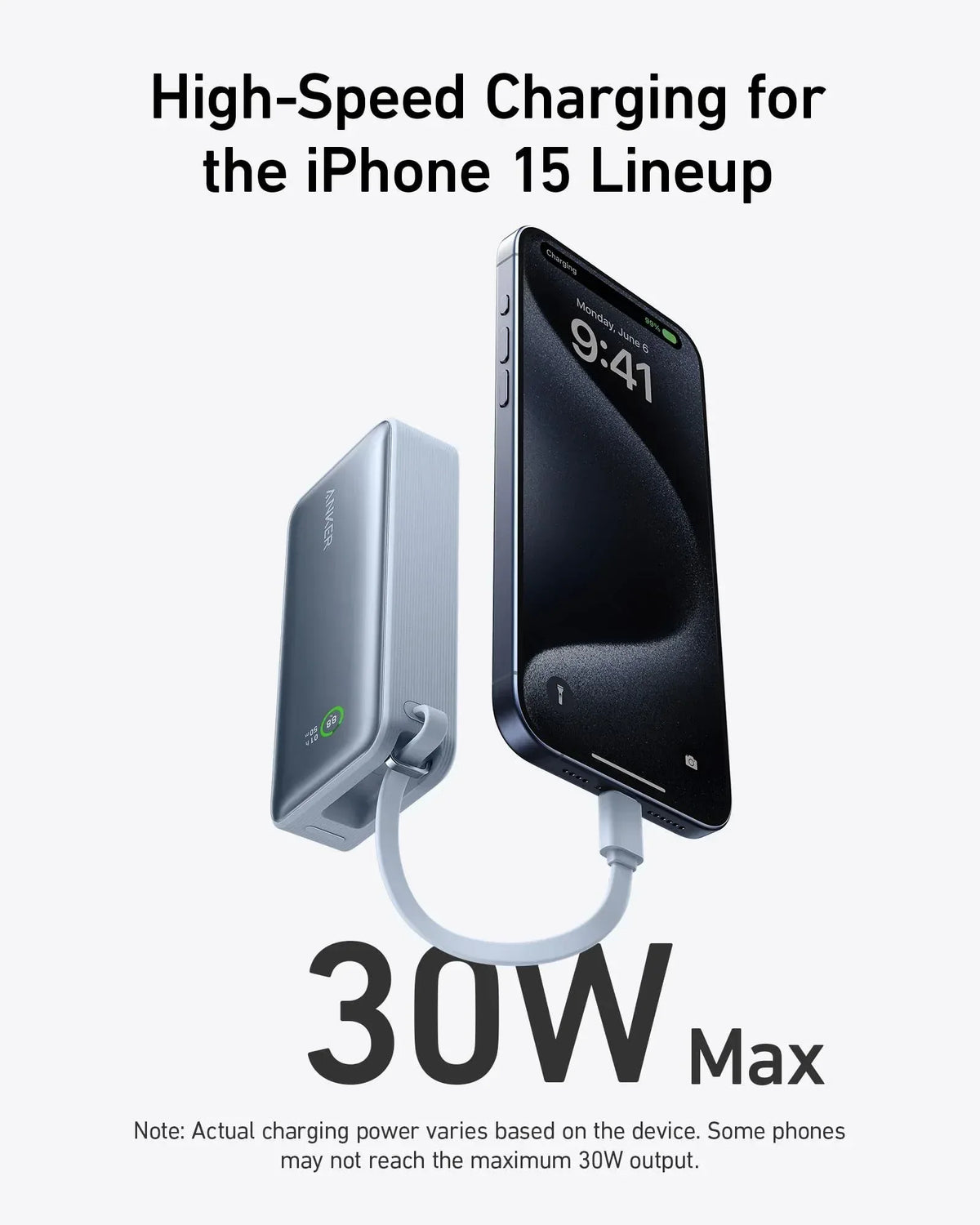 Anker Nano Power Bank (30W, Built-In USB-C Cable) - Trustymall