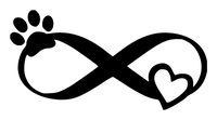 Close-up of Infinity Paw Heart metal wall decor showing detailed paw and heart design on white background.
