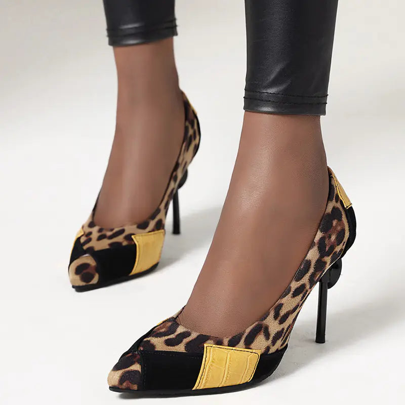 Pointed Toe High Heels for Women - Sexy Color Block Design