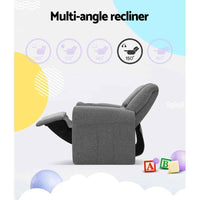 Keezi Kids Recliner Chair Grey Linen Soft Sofa Lounge Couch Children