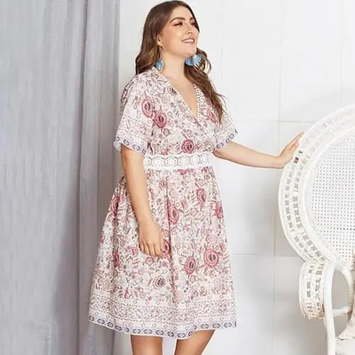 Plus Size Printed Midi Dress for Women