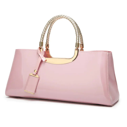 Fashionable Glossy Patent Leather Handbag for Brides