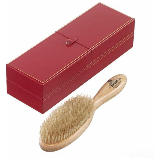 Kent LHS5 Handmade Oval Satin Wood White Bristles Hairbrush.