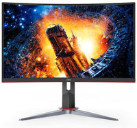 AOC 31.5 inch curved gaming monitor with ultra narrow borders showing vibrant full HD display