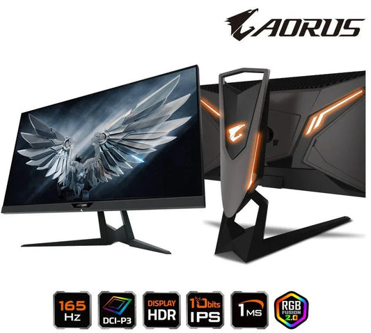 Gigabyte AORUS FI27Q-P 27-inch tactical gaming monitor showing sleek design with thin bezels