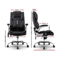 Side view of black PU leather massage chair showing curved ergonomic design and cushioned seat.