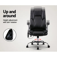 Massage chair powered on with remote control screen displaying massage settings.