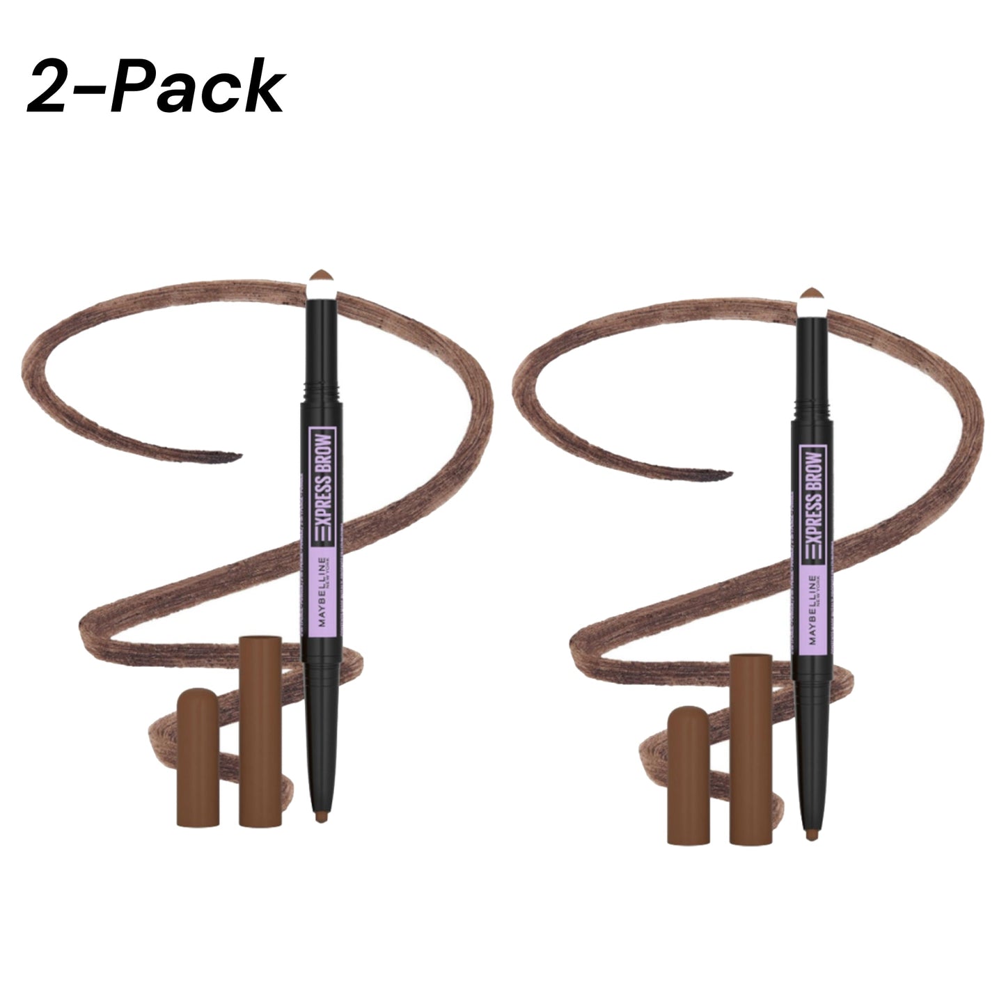 2-PACK – Maybelline Express Brow 2-In-1 Pencil and Powder Eyebrow Makeup, Soft Brown