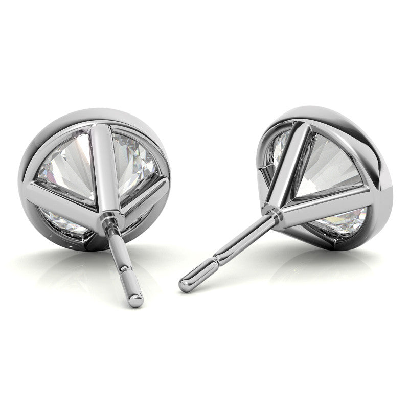 4.00 CTW Lab Grown Diamond Bezel Martini Stud Earrings in 14K White or