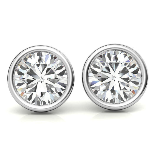 4.00 CTW Lab Grown Diamond Bezel Martini Stud Earrings in 14K White or