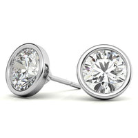 4.00 CTW Lab Grown Diamond Bezel Martini Stud Earrings in 14K White or