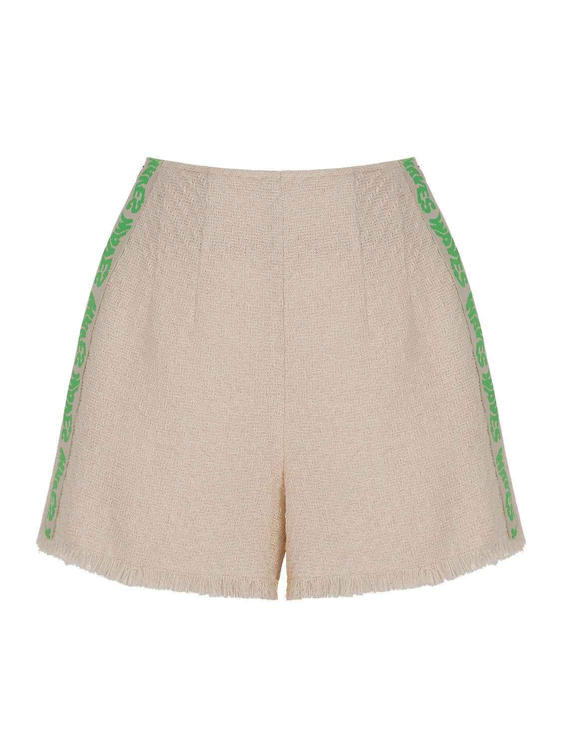 Tweed Shorts with knit striped