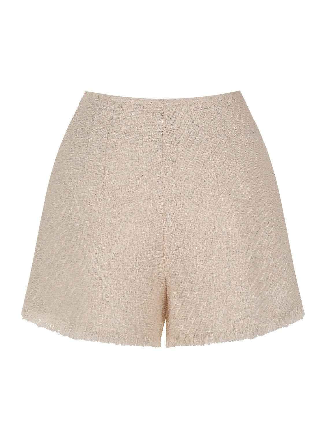 Tweed Shorts with knit striped