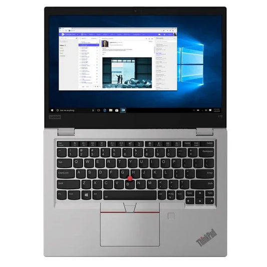 LENOVO ThinkPad L13 laptop open showing keyboard and 13.3-inch touchscreen display