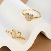 French Retro Love Ring Simple Texture Light Luxury Diamond Love Ring
