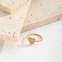 French Retro Love Ring Simple Texture Light Luxury Diamond Love Ring
