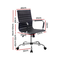 Side view of black Artiss office chair highlighting adjustable tilt and height features.