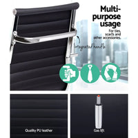 Artiss black gaming chair showing height adjustment lever under the seat.