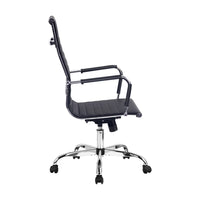 Close-up of padded seat and ergonomic design of black Artiss computer desk chair.