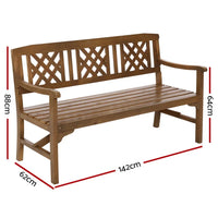 Close-up of natural wood texture and lattice design on outdoor garden bench backrest