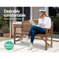 Handcrafted garden bench with comfortable backrest and rustic outdoor style