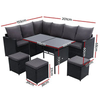 Gardeon Outdoor Furniture Dining Setting Sofa Set Wicker 9 Seater