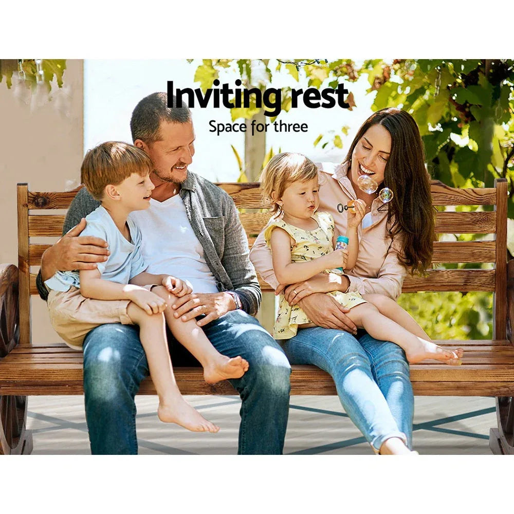 Gardeon Garden Bench Wooden Wagon Chair 3 Seat Outdoor Furniture