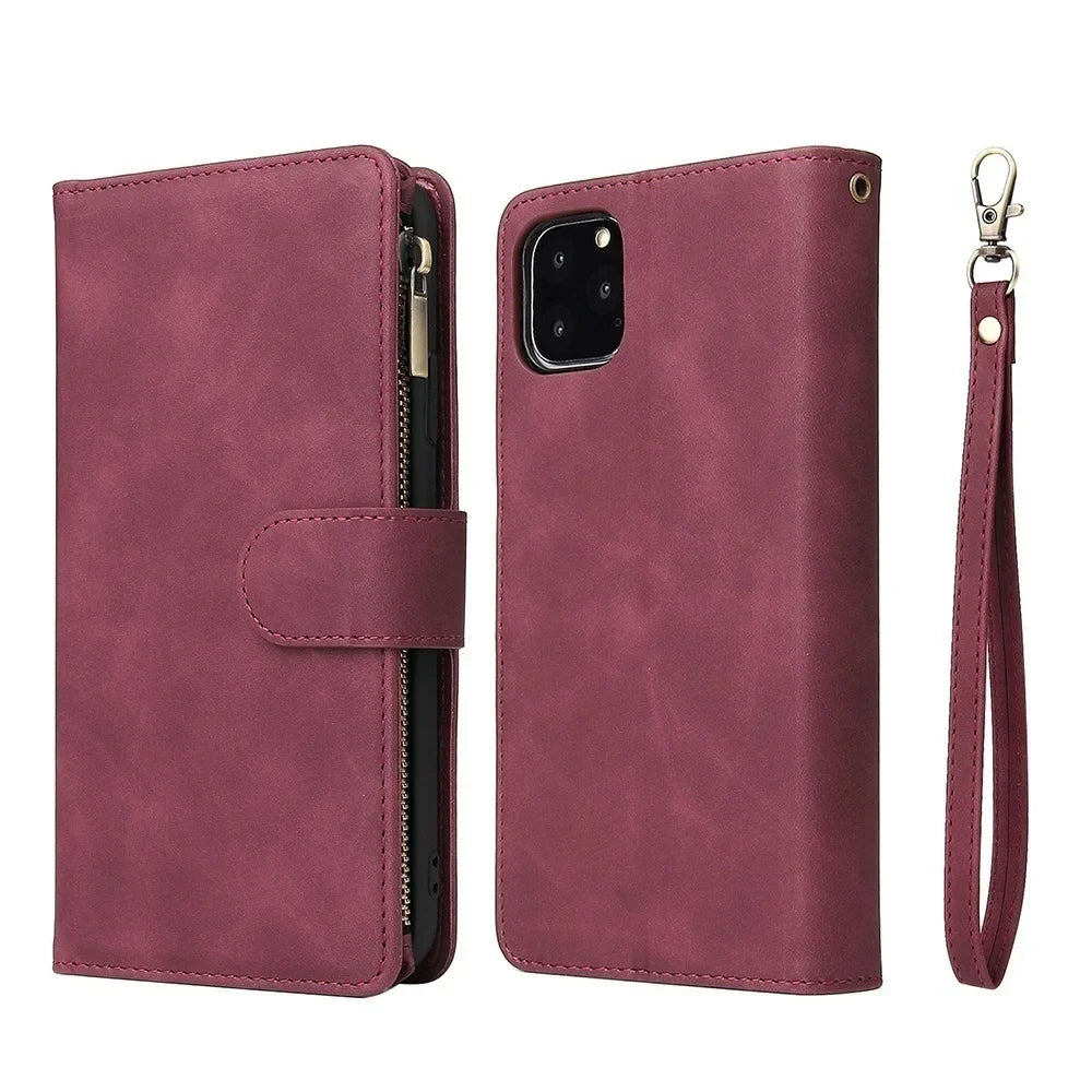 Vegan Leather Wallet Case for iPhone 15 to 17 series
