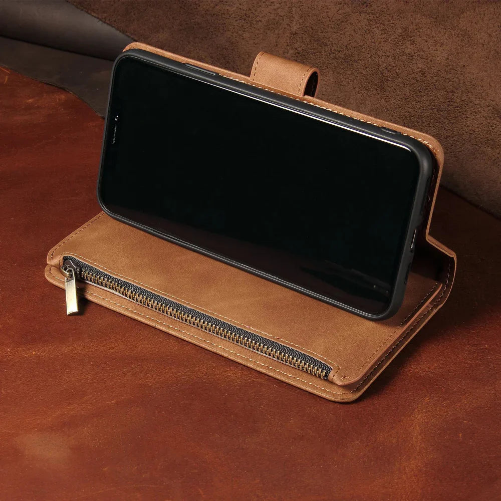 Vegan Leather Wallet Case for iPhone 15 to 17 series