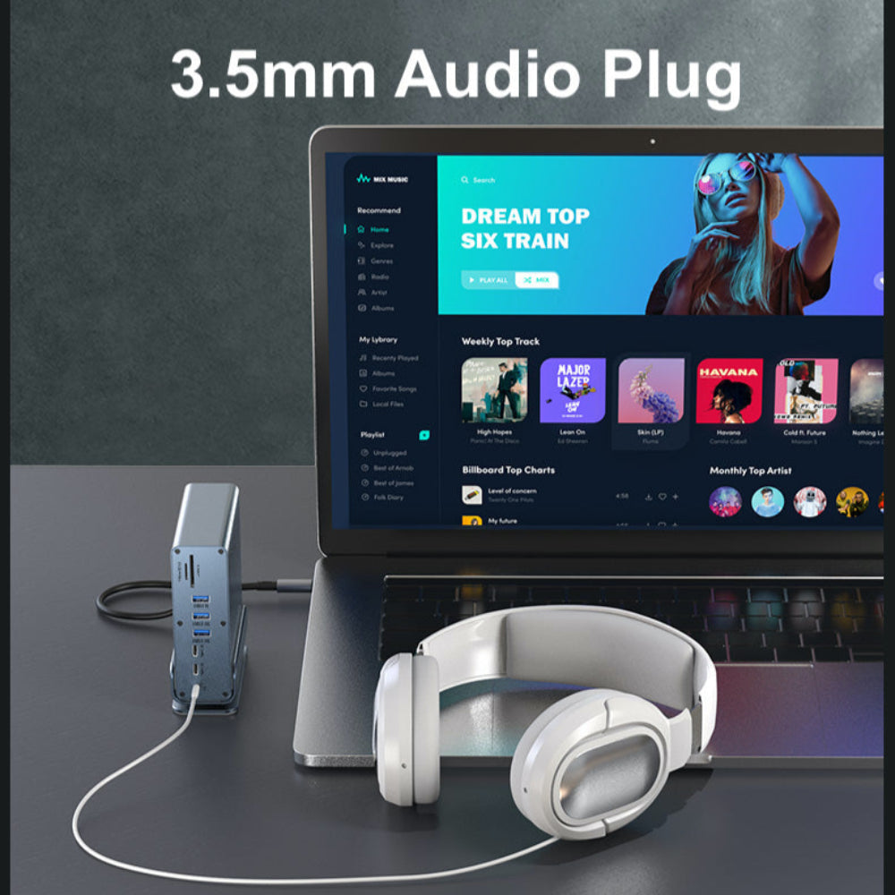 15 in 1 Type C Docking Stand Station Hub Supports Multiple Monitors