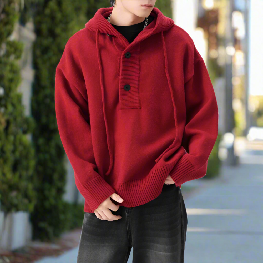 Mens Hooded Pull Over Sweater