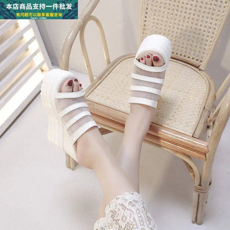 Wedge Heel Platform Sandals and Rhinestone Slippers