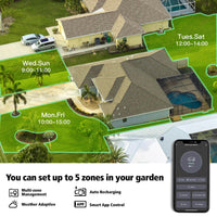 Robotic lawn mower operating quietly in the backyard grass