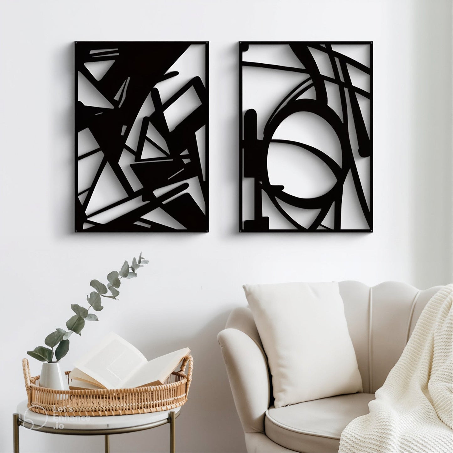 Black Metal Abstract Wall Art 4- Piece | Modern Minimalist Home Decor