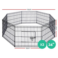 Close-up of black metal frame and mesh panels of the pet playpen.